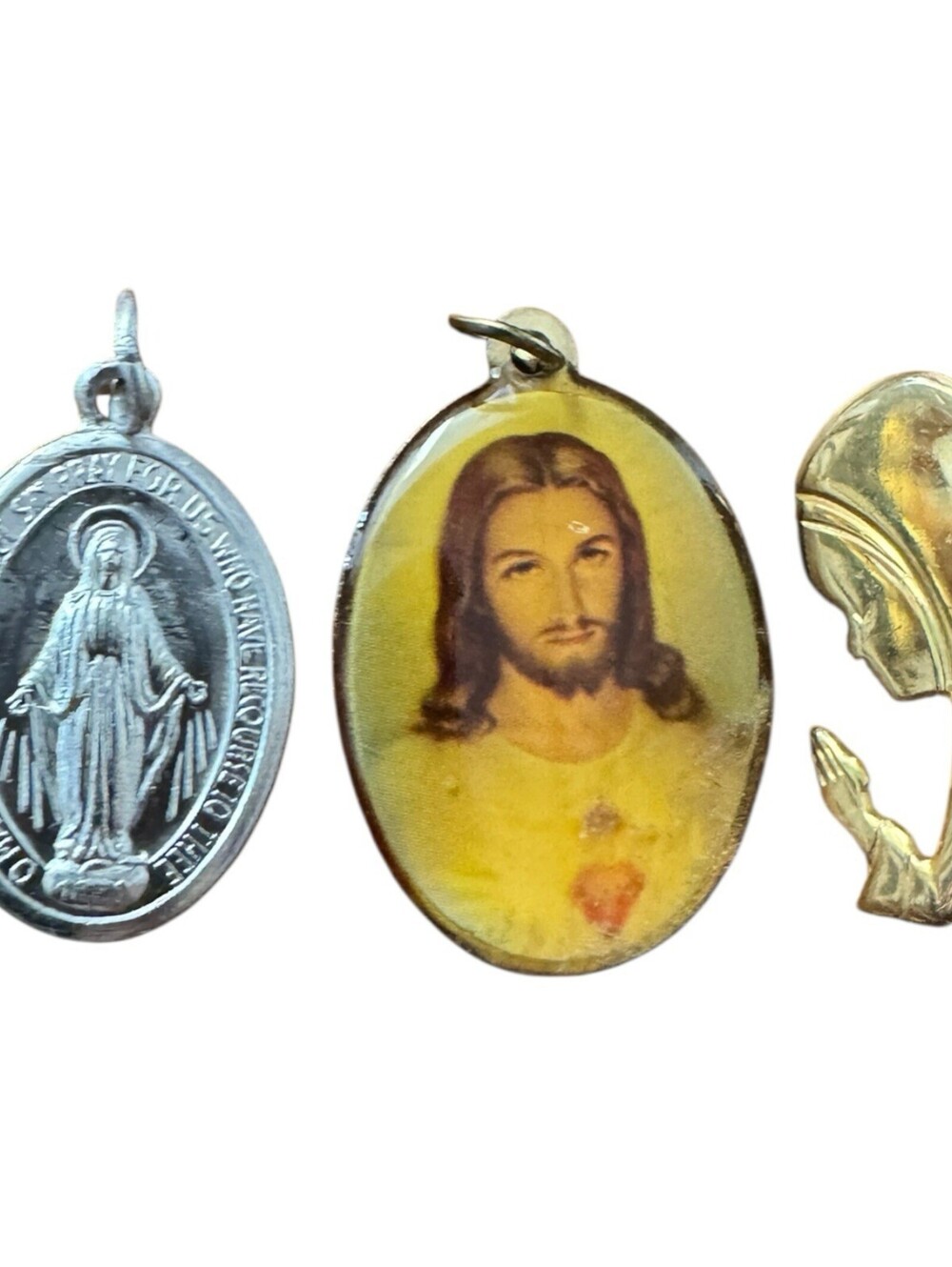 Vintage Lot Catholic Religious Pendant Jewelry Virgin Mary Jesus Christ